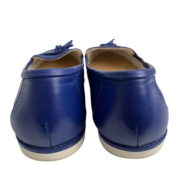 Talbots Loafers Size 9.5 Genuine Leather Tassel Blue Preppy Professional - Picture 2 of 8